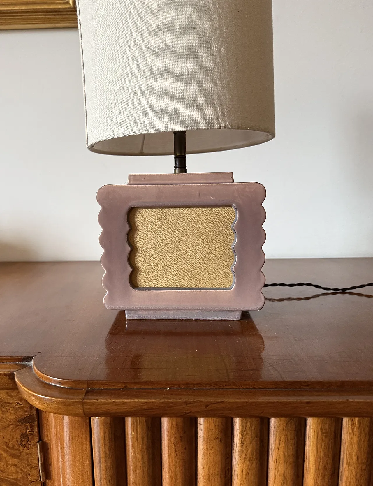 Lampada da tavolo in ceramica Art Déco di Andre Fau Francia, anni '40 4