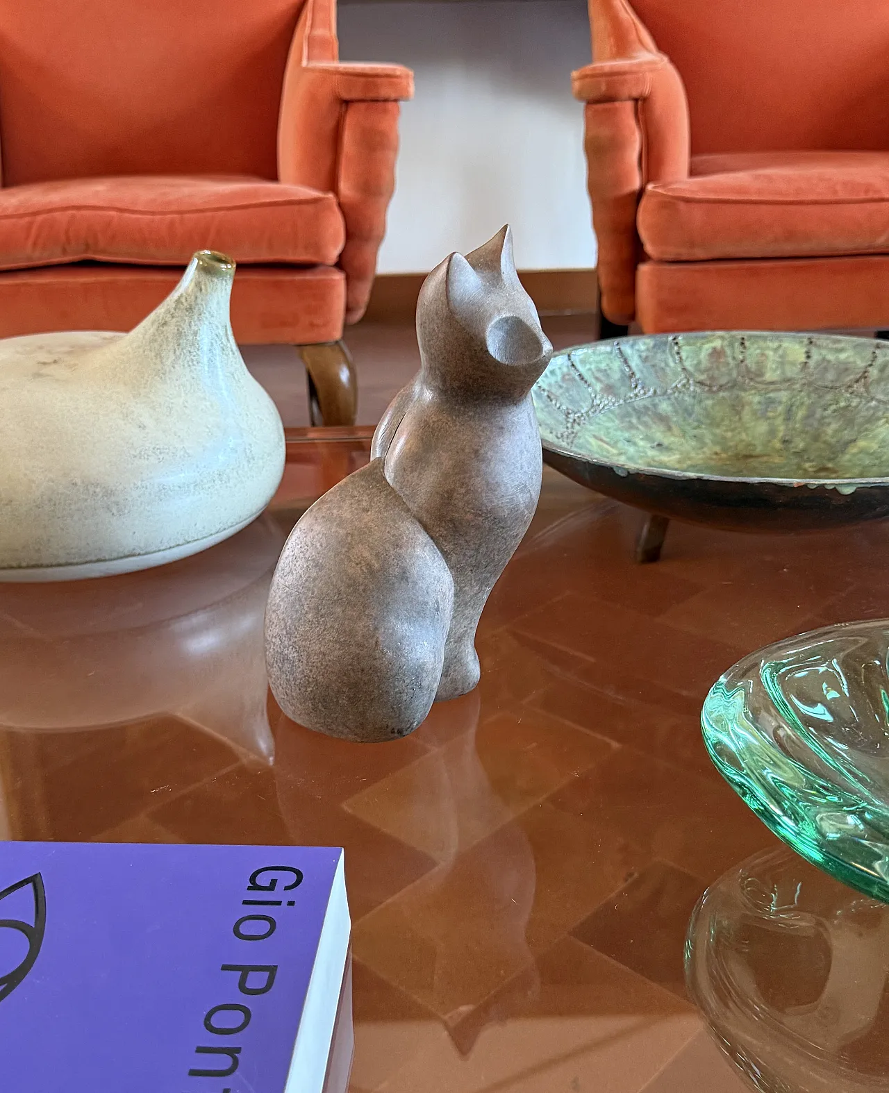 Scultura cubista di Christian Pradier gatto in ceramica, 1980 3