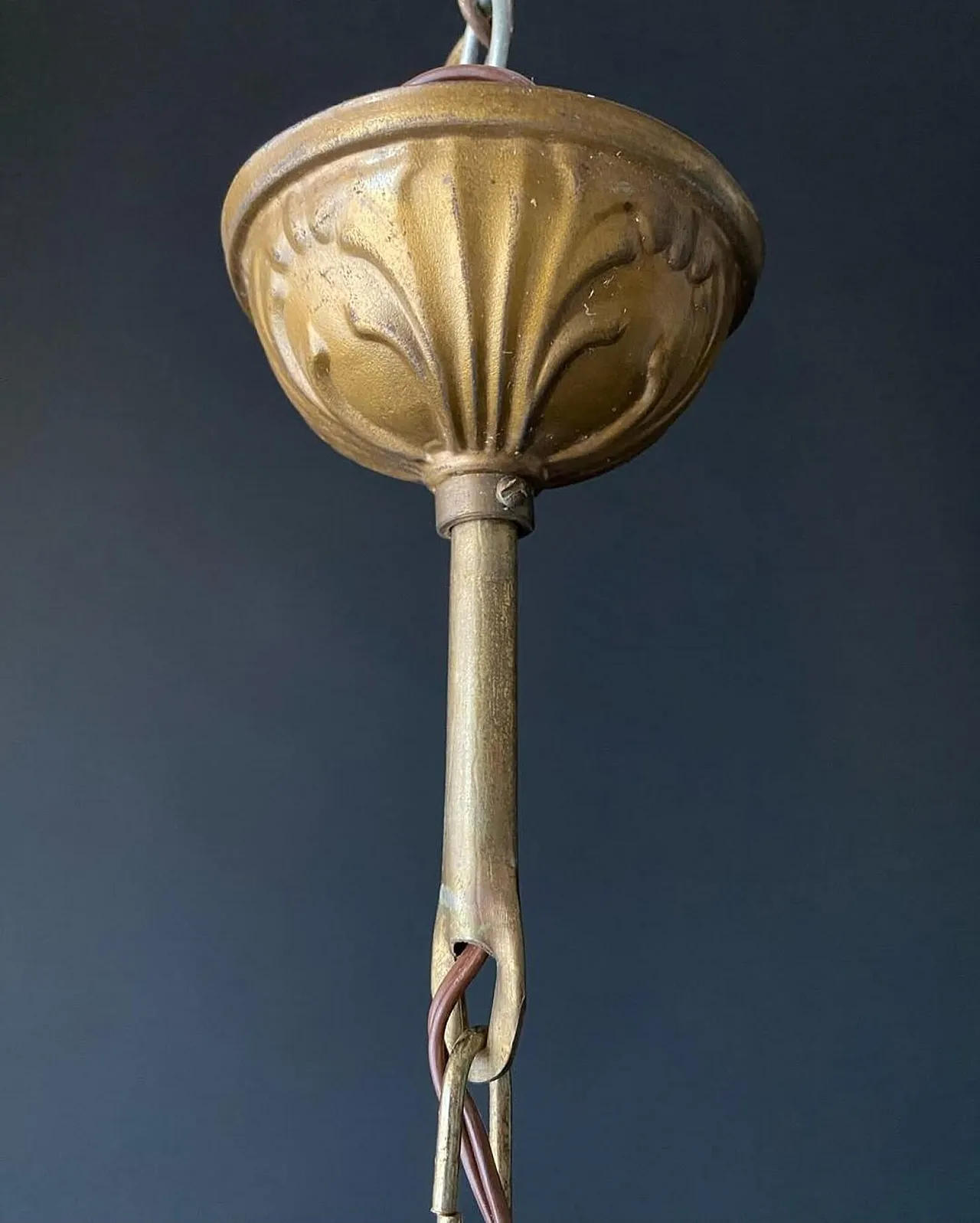 Chandelier in wood and frosted glass, 1960s 6