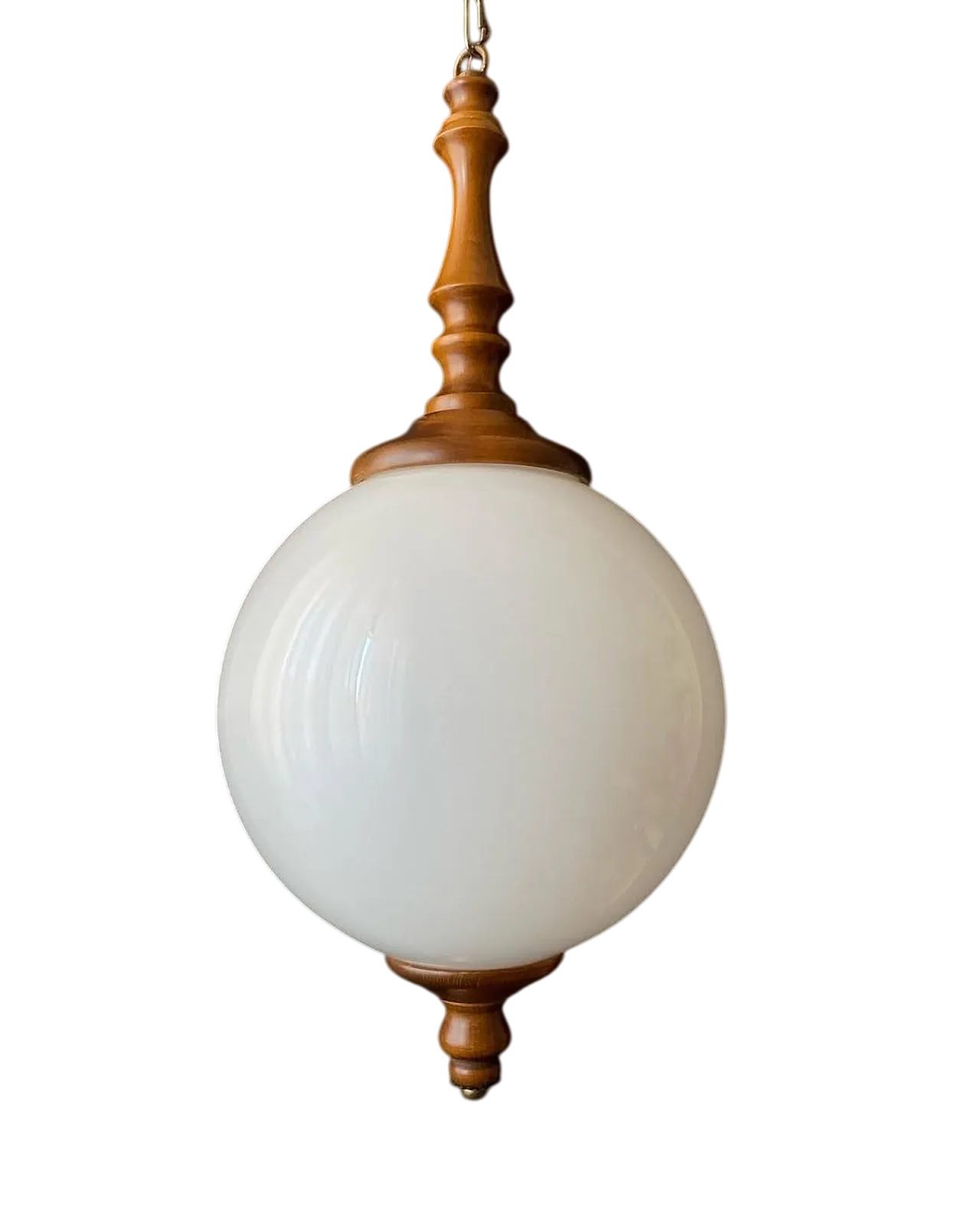 Chandelier in wood and frosted glass, 1960s 7