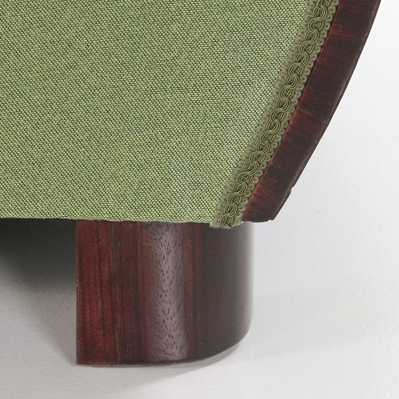 Coppia di poltrone Art Deco in tessuto verde, anni '30 10