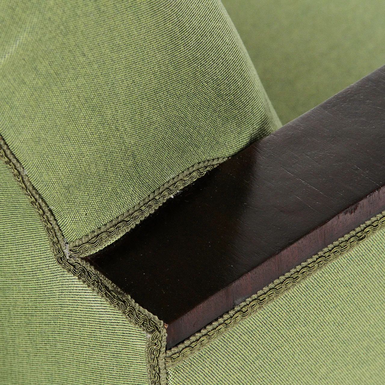 Coppia di poltrone Art Deco in tessuto verde, anni '30 11