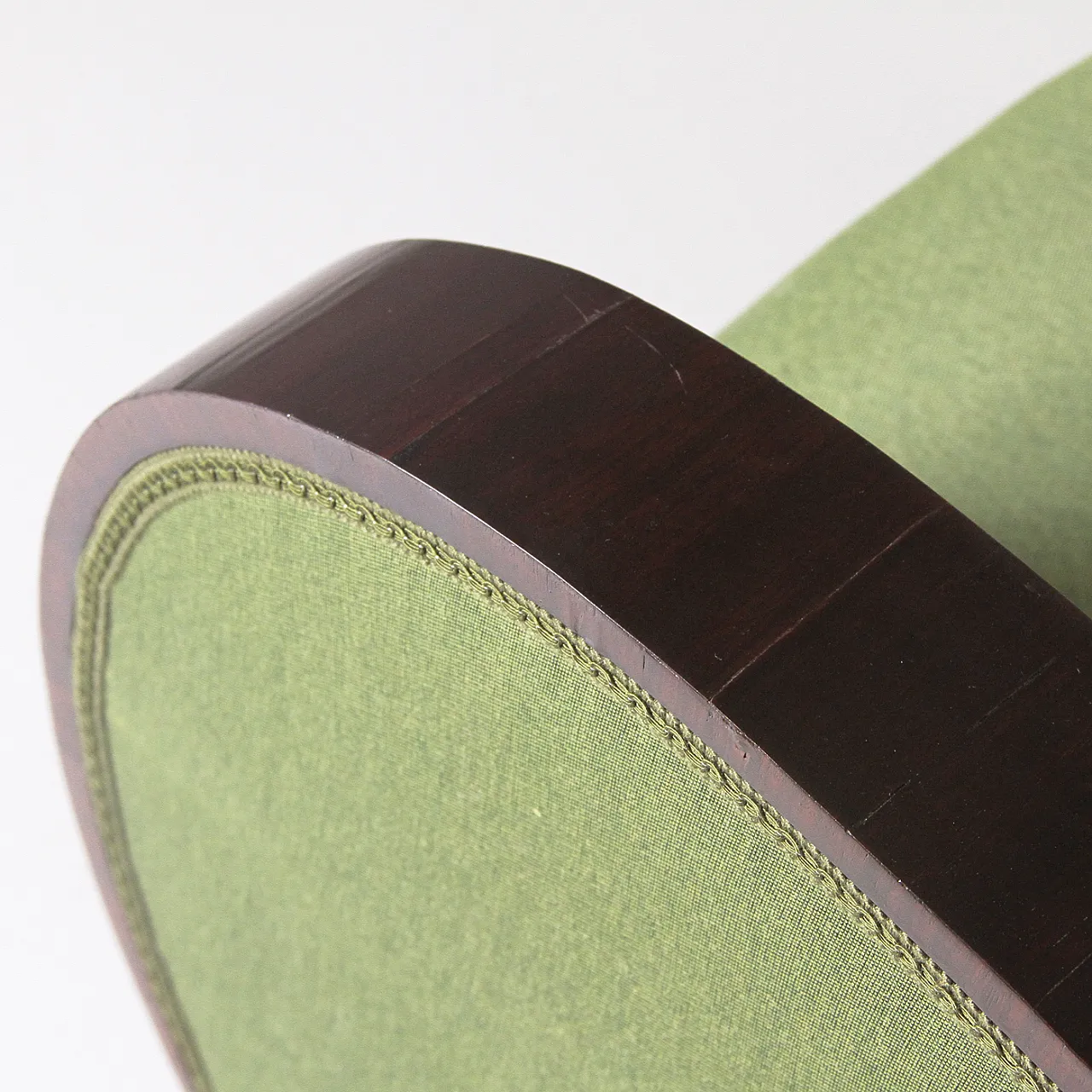 Coppia di poltrone Art Deco in tessuto verde, anni '30 12