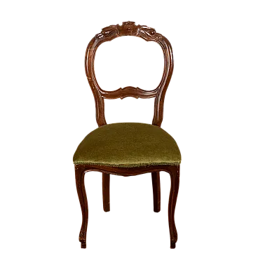 Chair in wood and velvet, 20th century