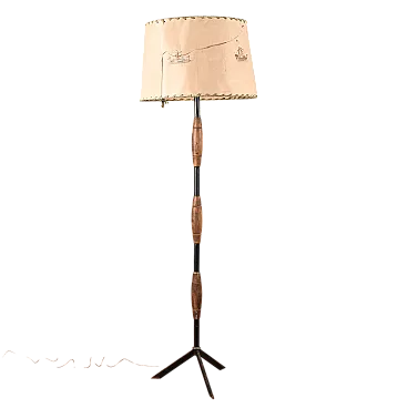Floor lamp with Stilnovo-style parchment lampshade, early 20th century