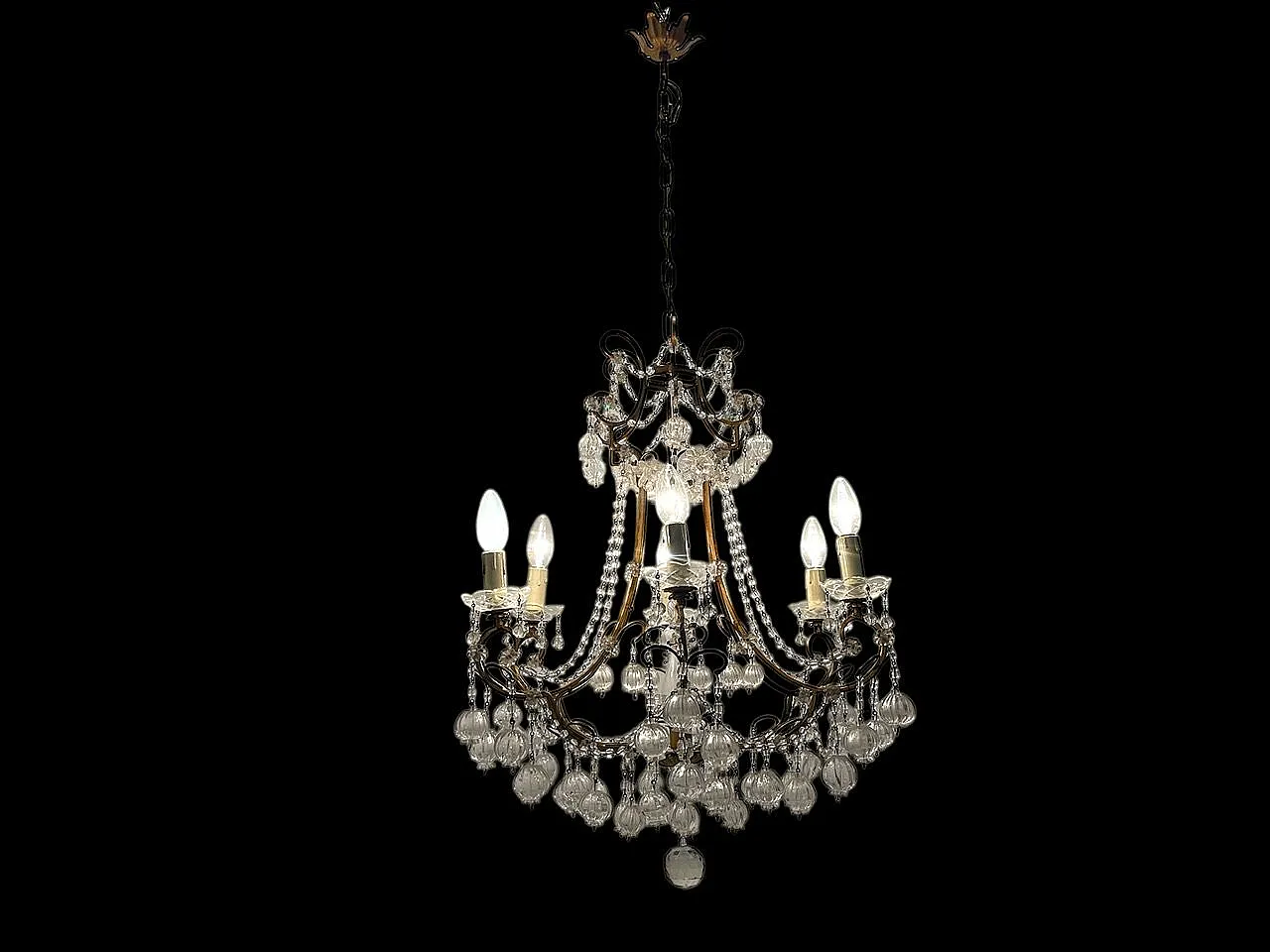 Lampadario in vetro di Murano dorato fiorentino, anni '50 5