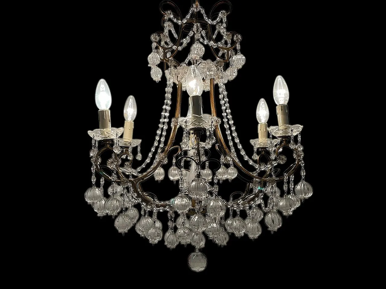 Lampadario in vetro di Murano dorato fiorentino, anni '50 6