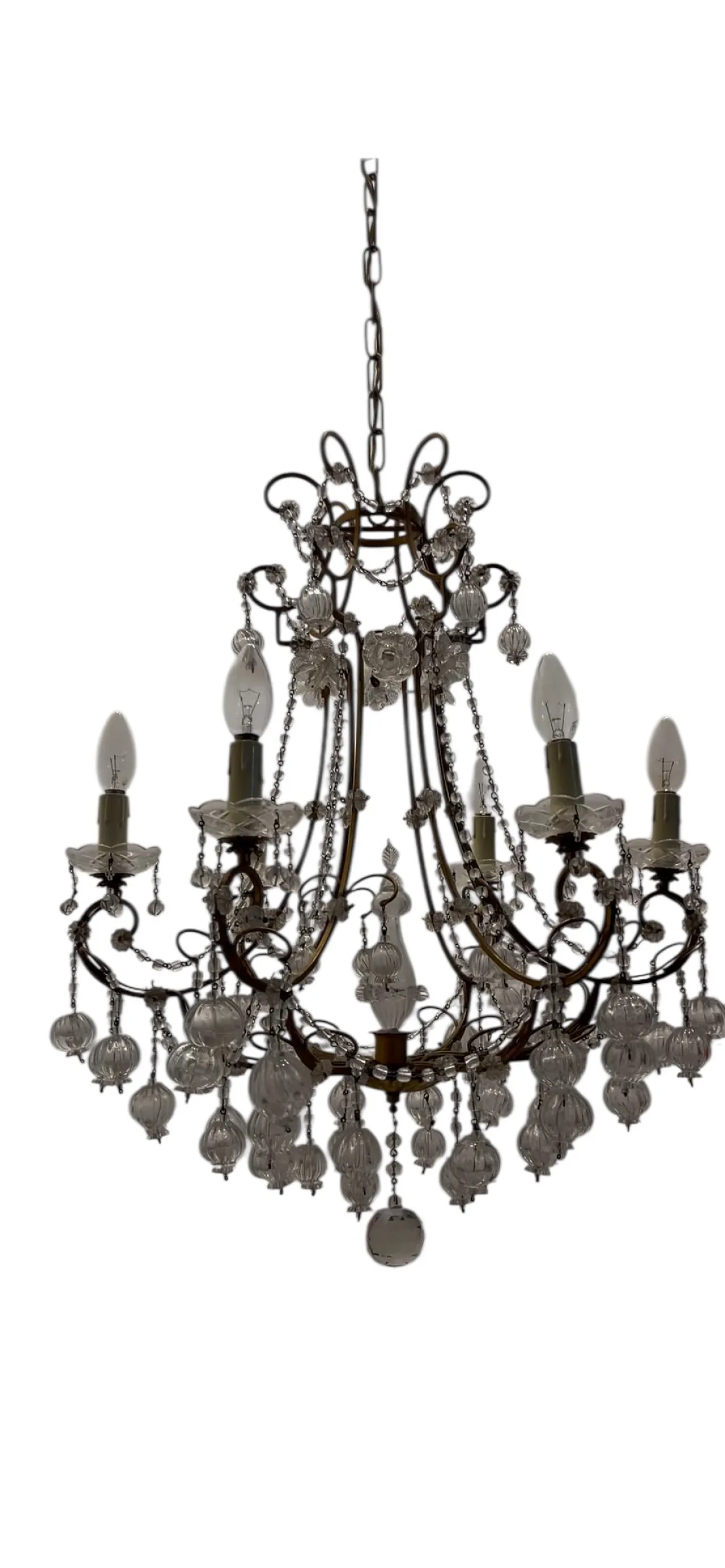 Lampadario in vetro di Murano dorato fiorentino, anni '50 9