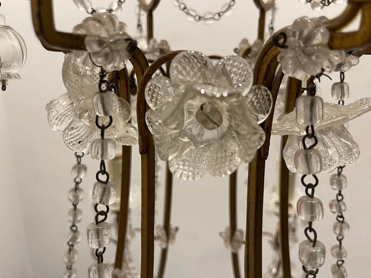 Lampadario in vetro di Murano dorato fiorentino, anni '50 16