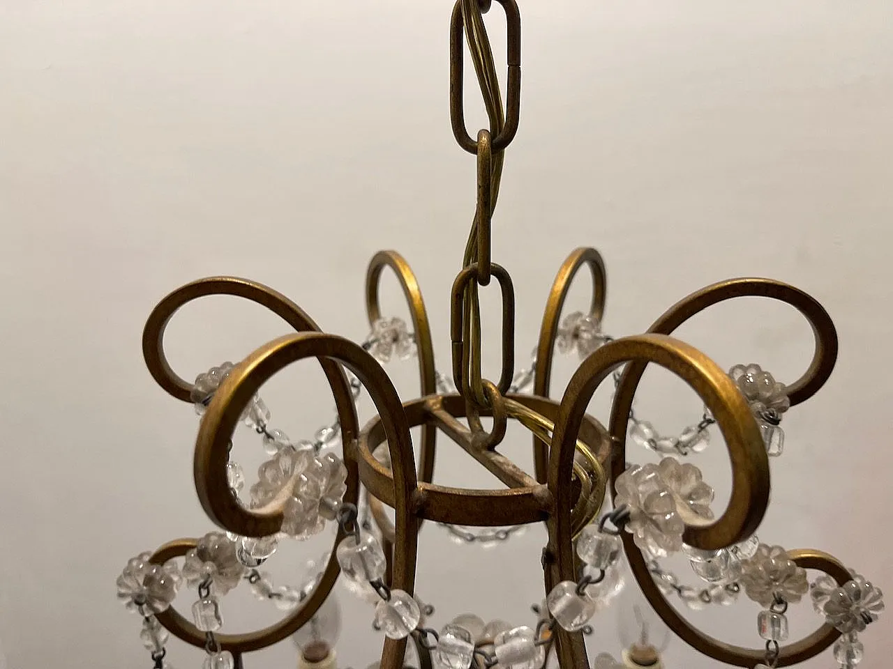 Lampadario in vetro di Murano dorato fiorentino, anni '50 17