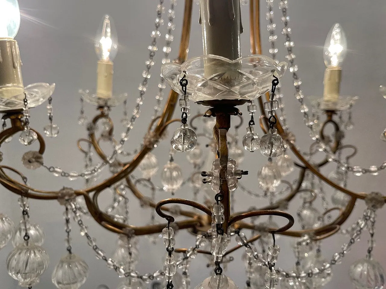 Lampadario in vetro di Murano dorato fiorentino, anni '50 18