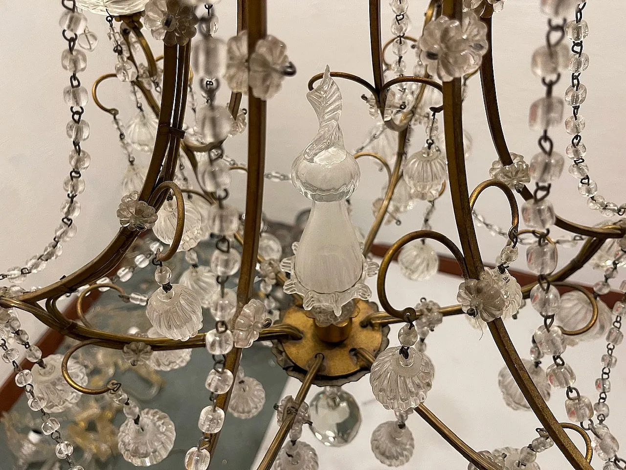 Lampadario in vetro di Murano dorato fiorentino, anni '50 19