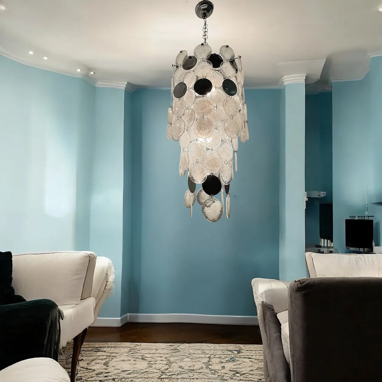 Space Age Murano Glass Chandelier by Nason Mille Luna, Italy, 1960s 3