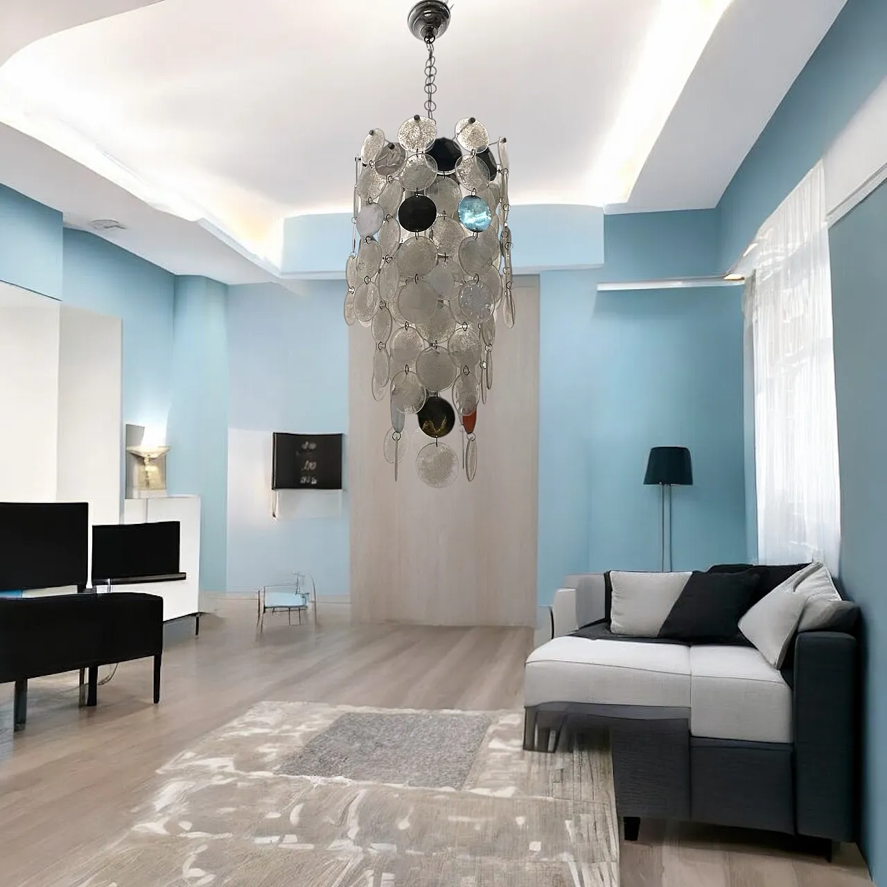 Space Age Murano Glass Chandelier by Nason Mille Luna, Italy, 1960s 6