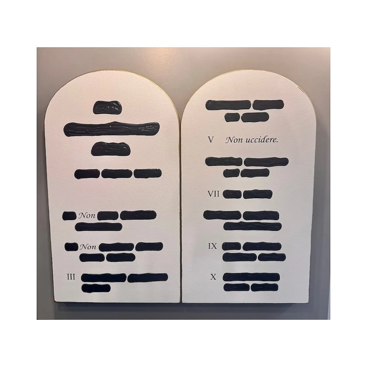 Tavole della legge by Emilio Isgrò, textured screen print, 2000s 2