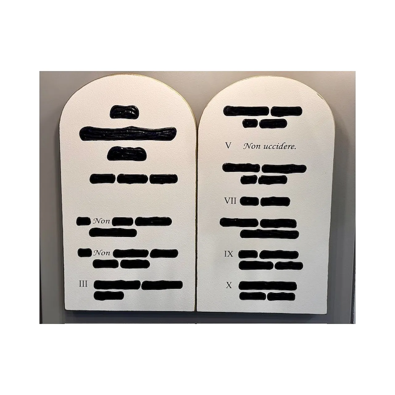 Tavole della legge by Emilio Isgrò, textured screen print, 2000s 3