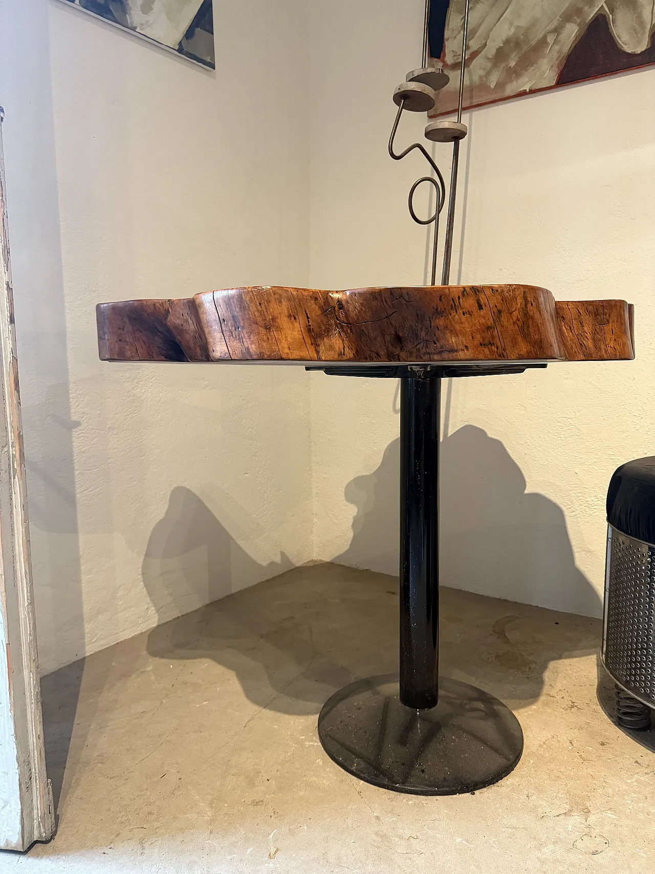 Table with olive wood top and iron legs, 2000 3