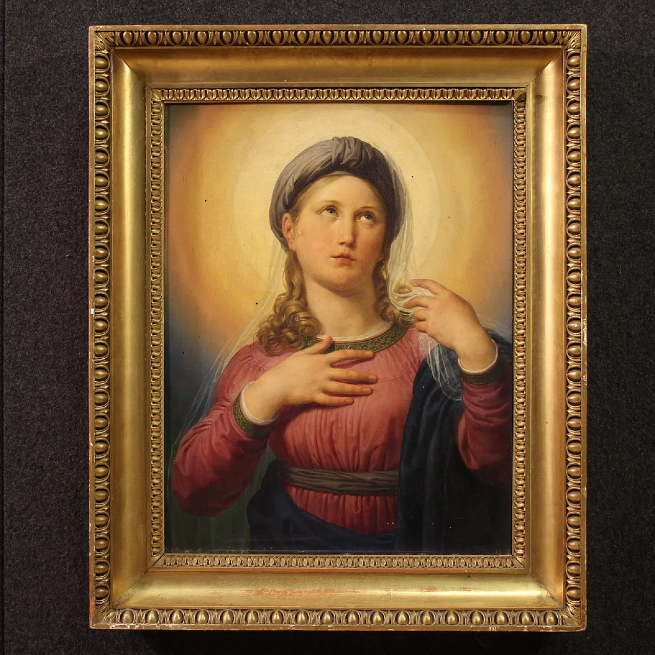 Painted on the 19th century table, Virgin Mary in contemplation 2