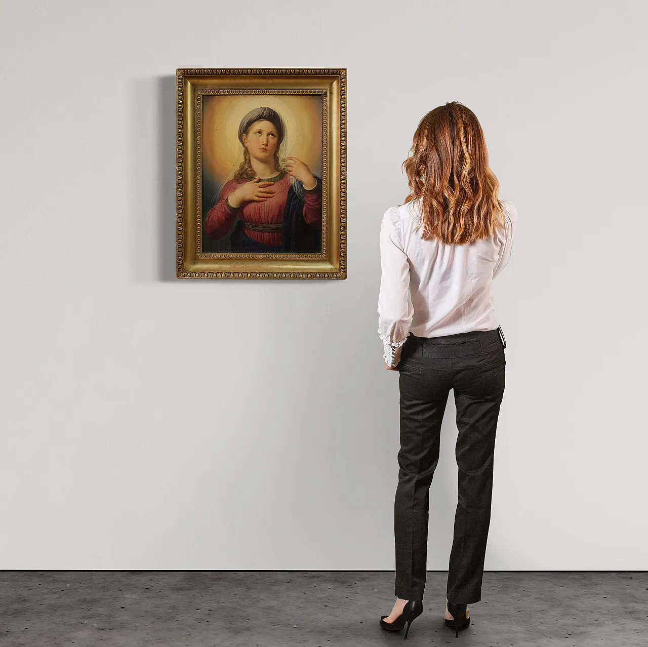 Painted on the 19th century table, Virgin Mary in contemplation 3