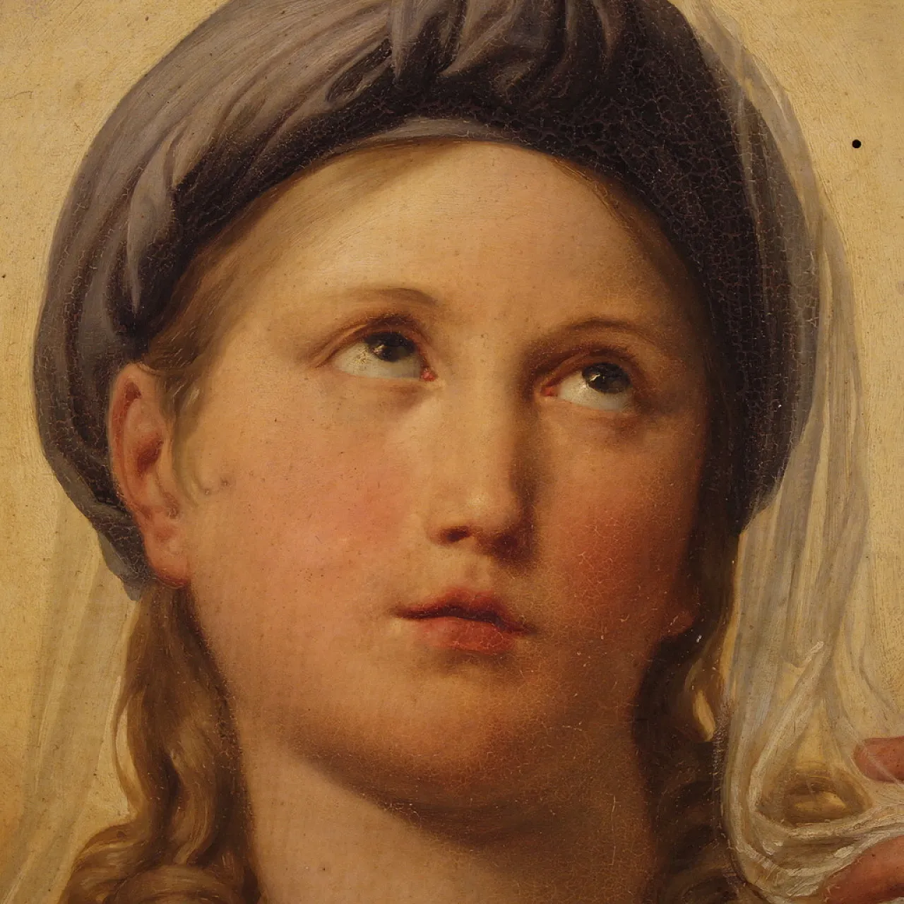 Painted on the 19th century table, Virgin Mary in contemplation 4