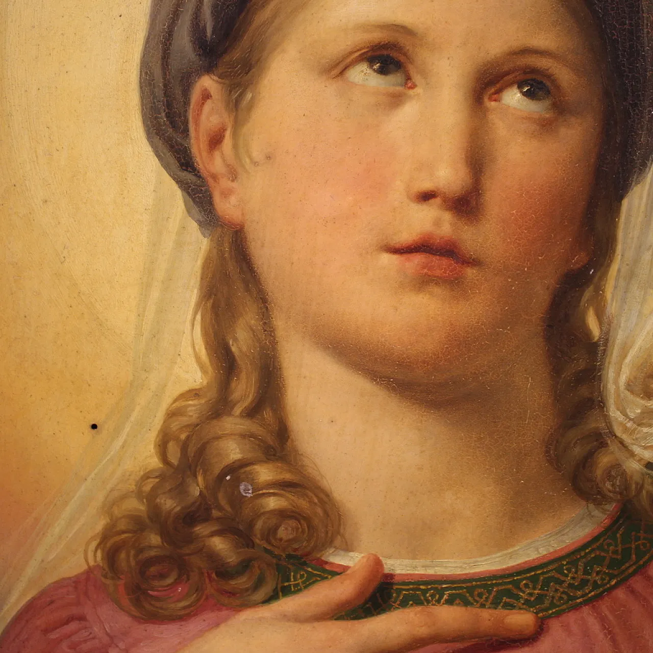 Painted on the 19th century table, Virgin Mary in contemplation 6