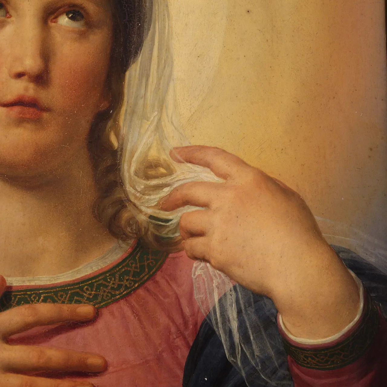 Painted on the 19th century table, Virgin Mary in contemplation 12