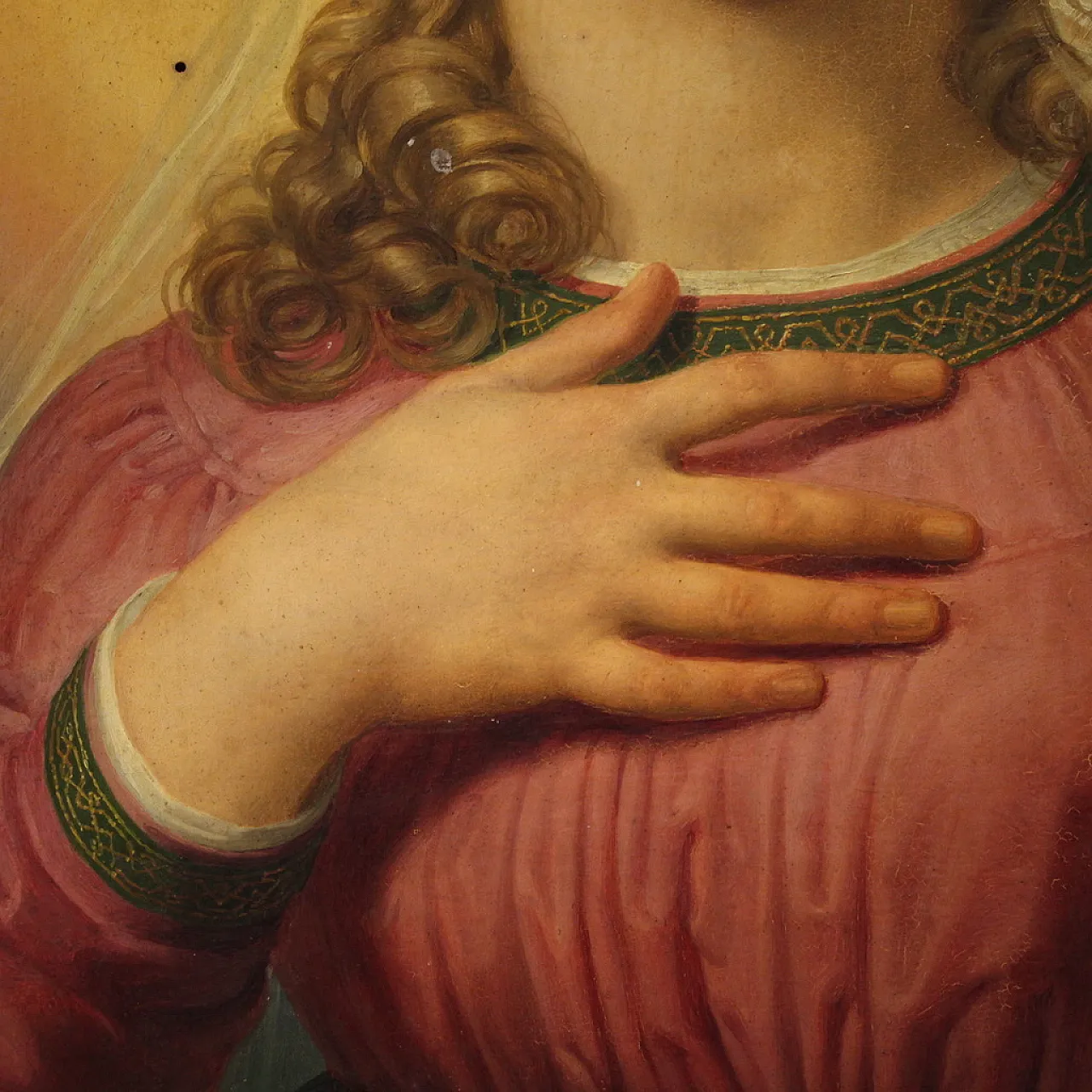 Painted on the 19th century table, Virgin Mary in contemplation 14