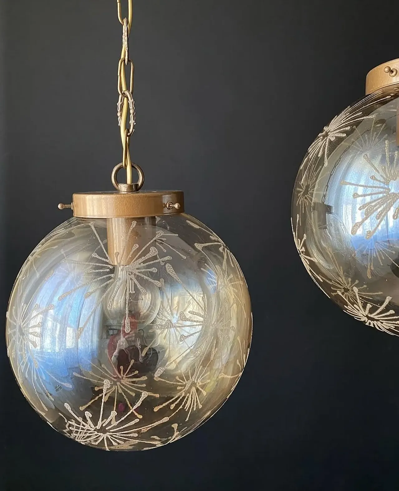 Pair of spherical chandeliers, 20th century 1