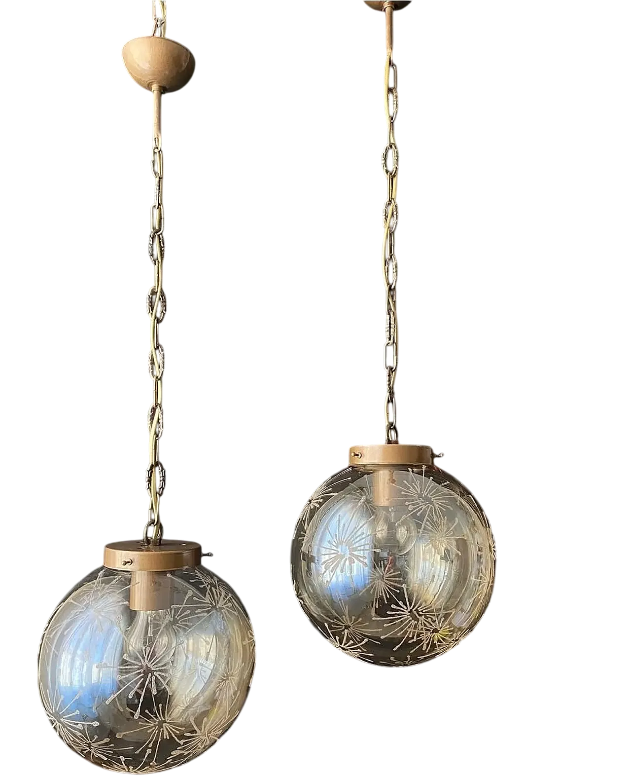 Pair of spherical chandeliers, 20th century 8