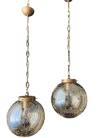 Pair of spherical chandeliers, 20th century