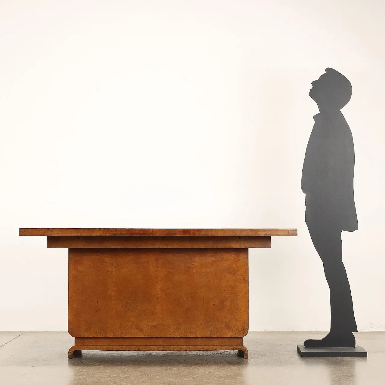 Scrivania Decò in radica di noce e vetro, anni '30 3