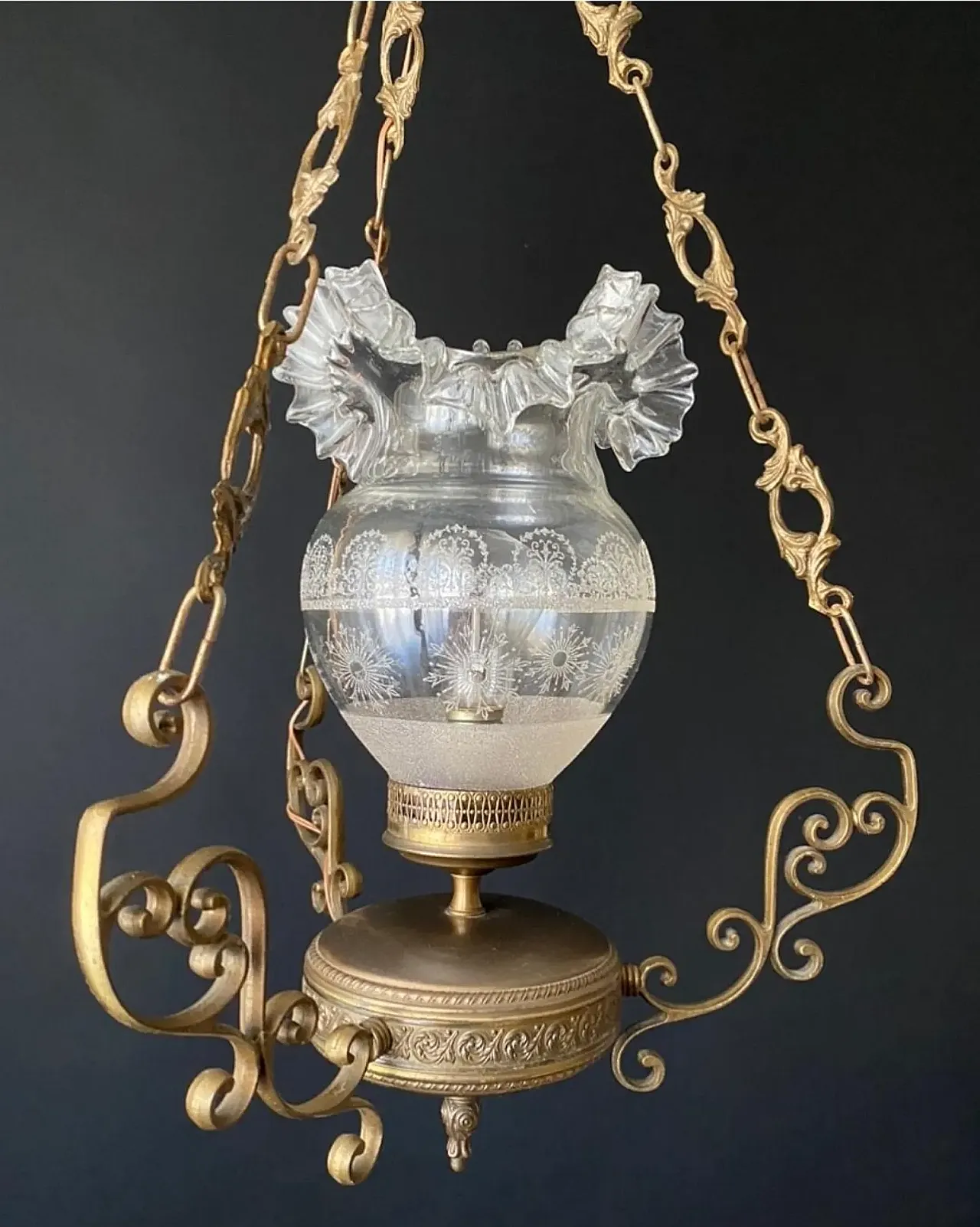 Chandelier in brass and glass, 1960s 3