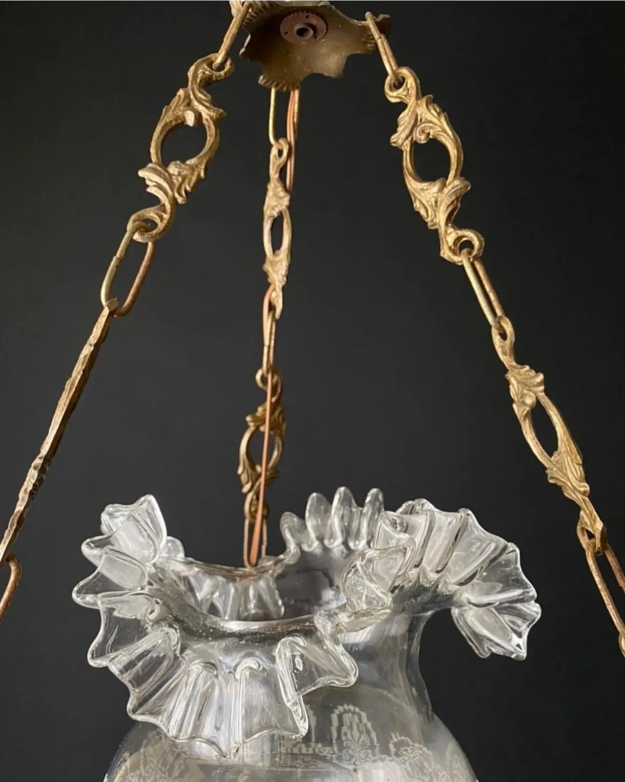 Chandelier in brass and glass, 1960s 10