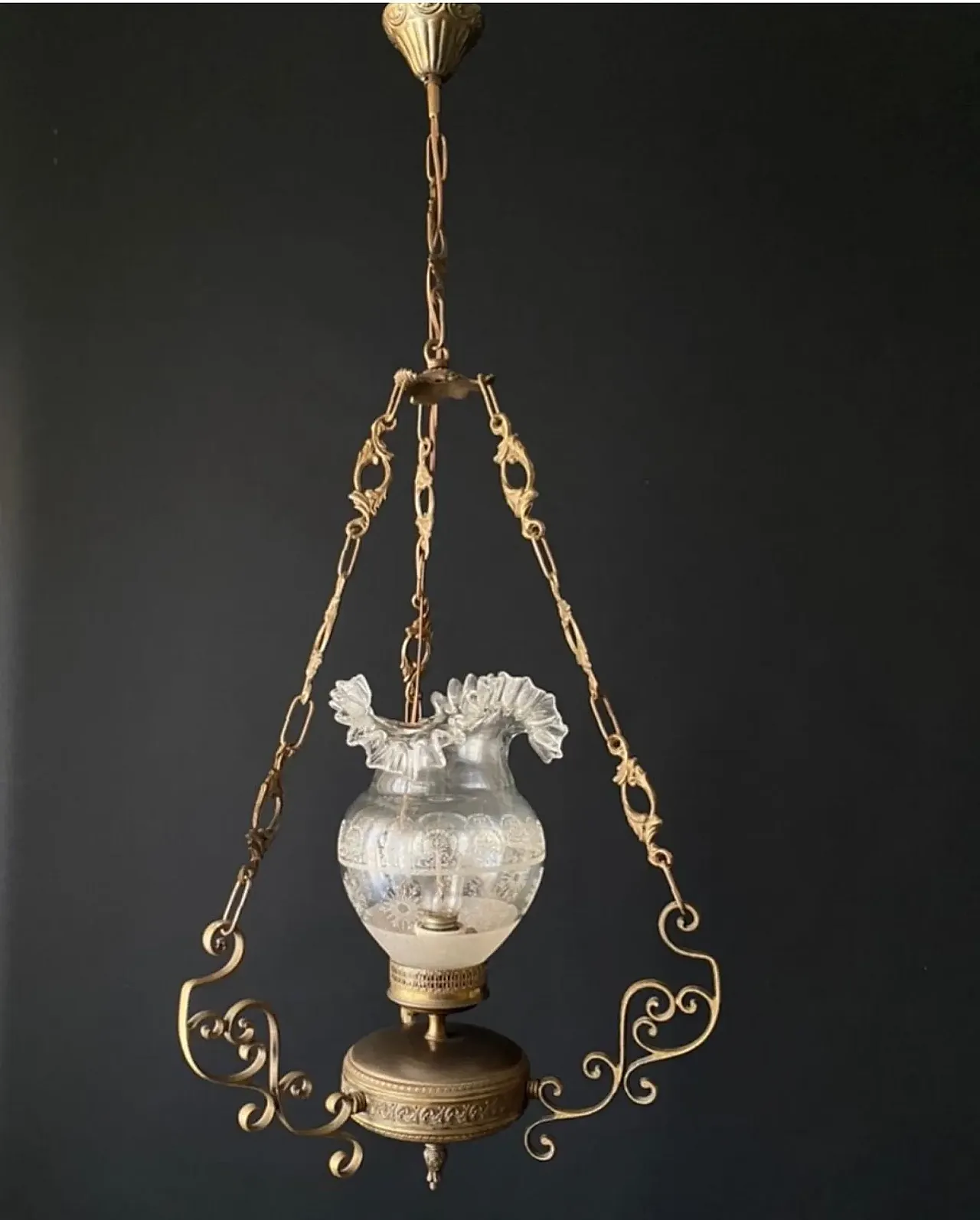 Chandelier in brass and glass, 1960s 12