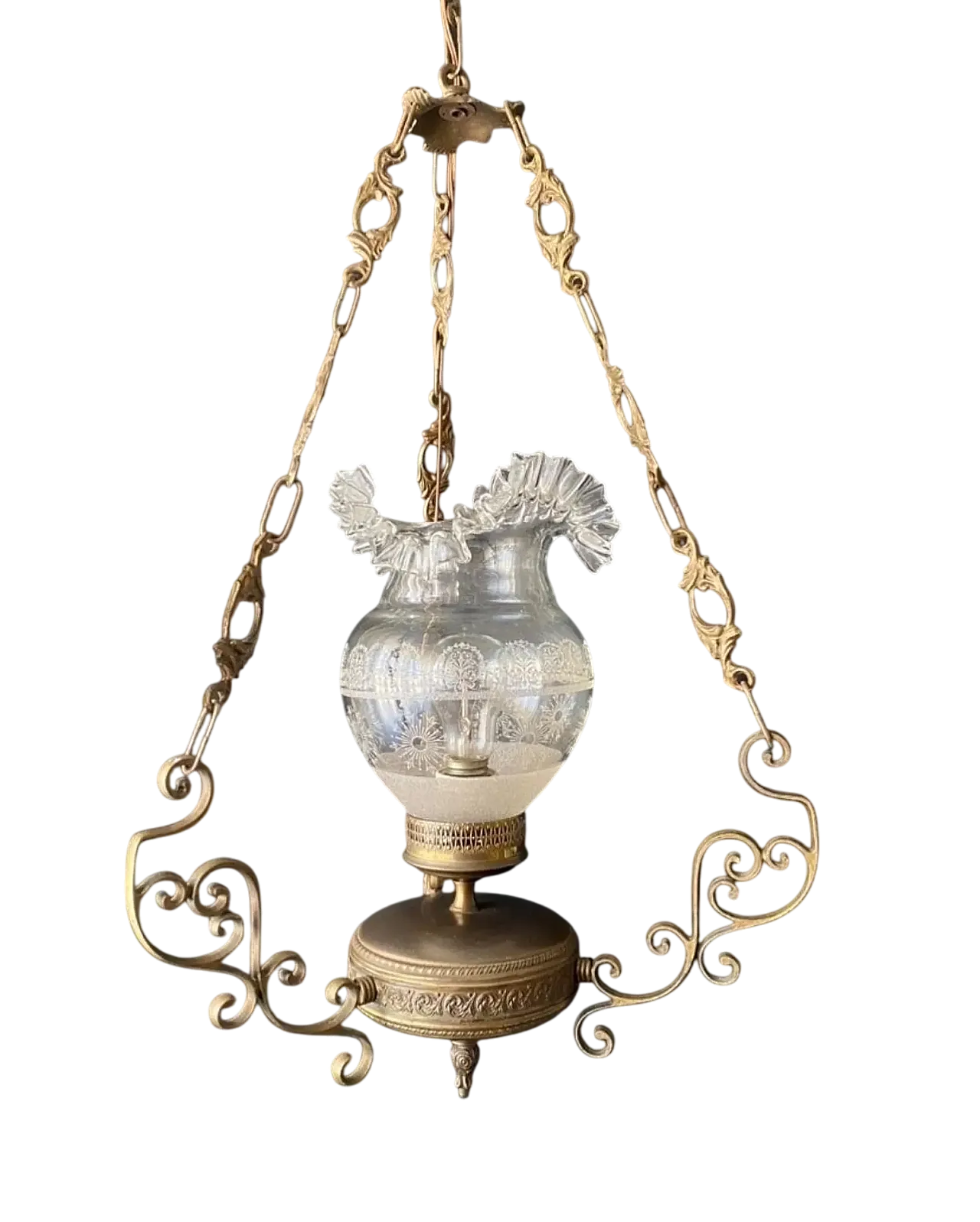 Chandelier in brass and glass, 1960s 13