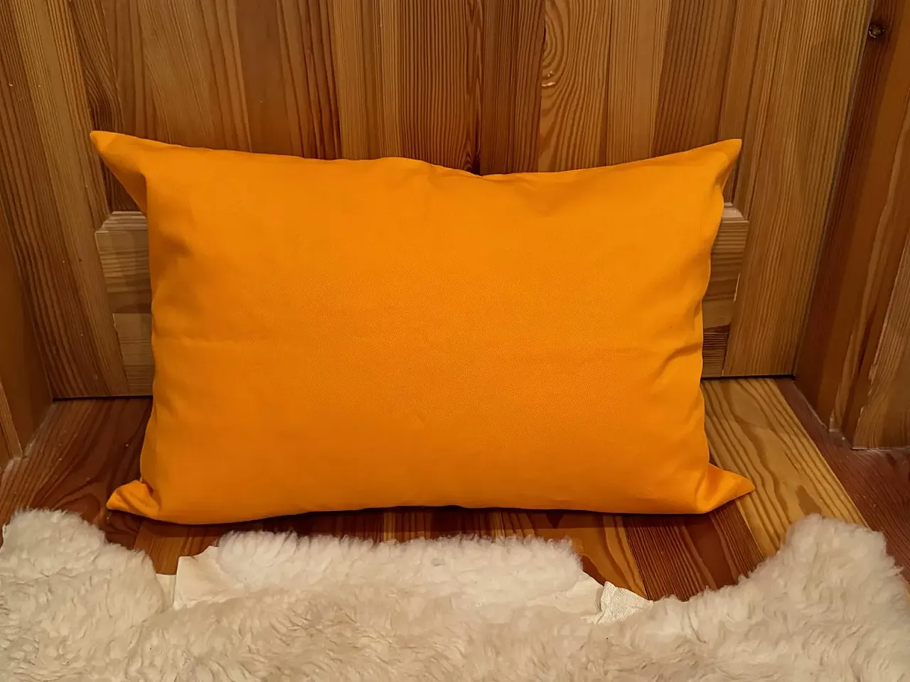 Yellow fabric pillow with white star, 2000s 3