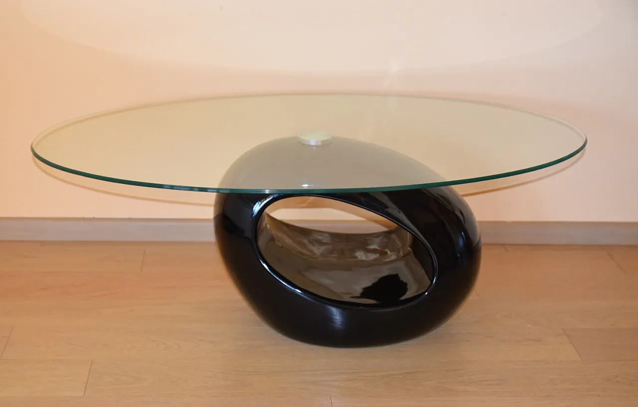 Tavolino moderno con vetro ovale, 2000s 1