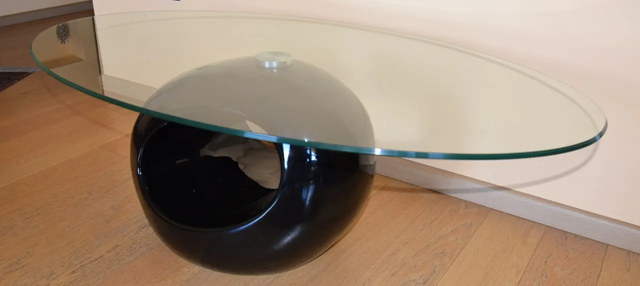 Tavolino moderno con vetro ovale, 2000s 5