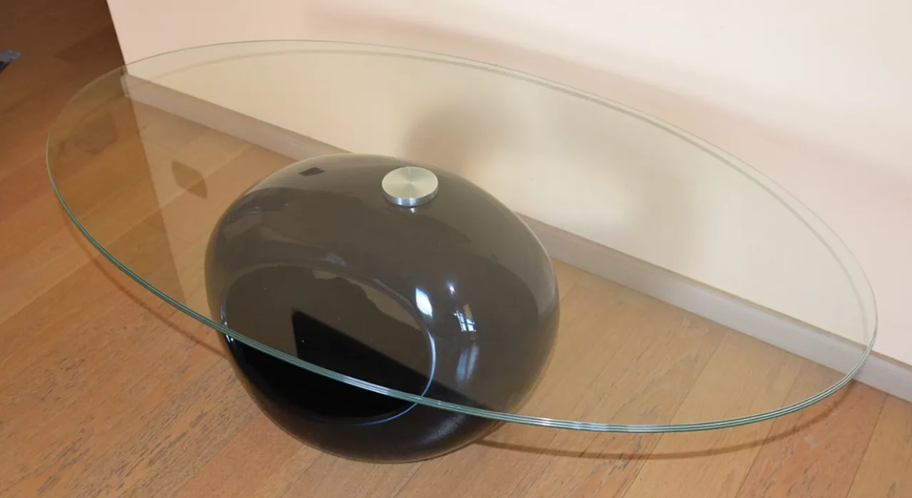 Tavolino moderno con vetro ovale, 2000s 6