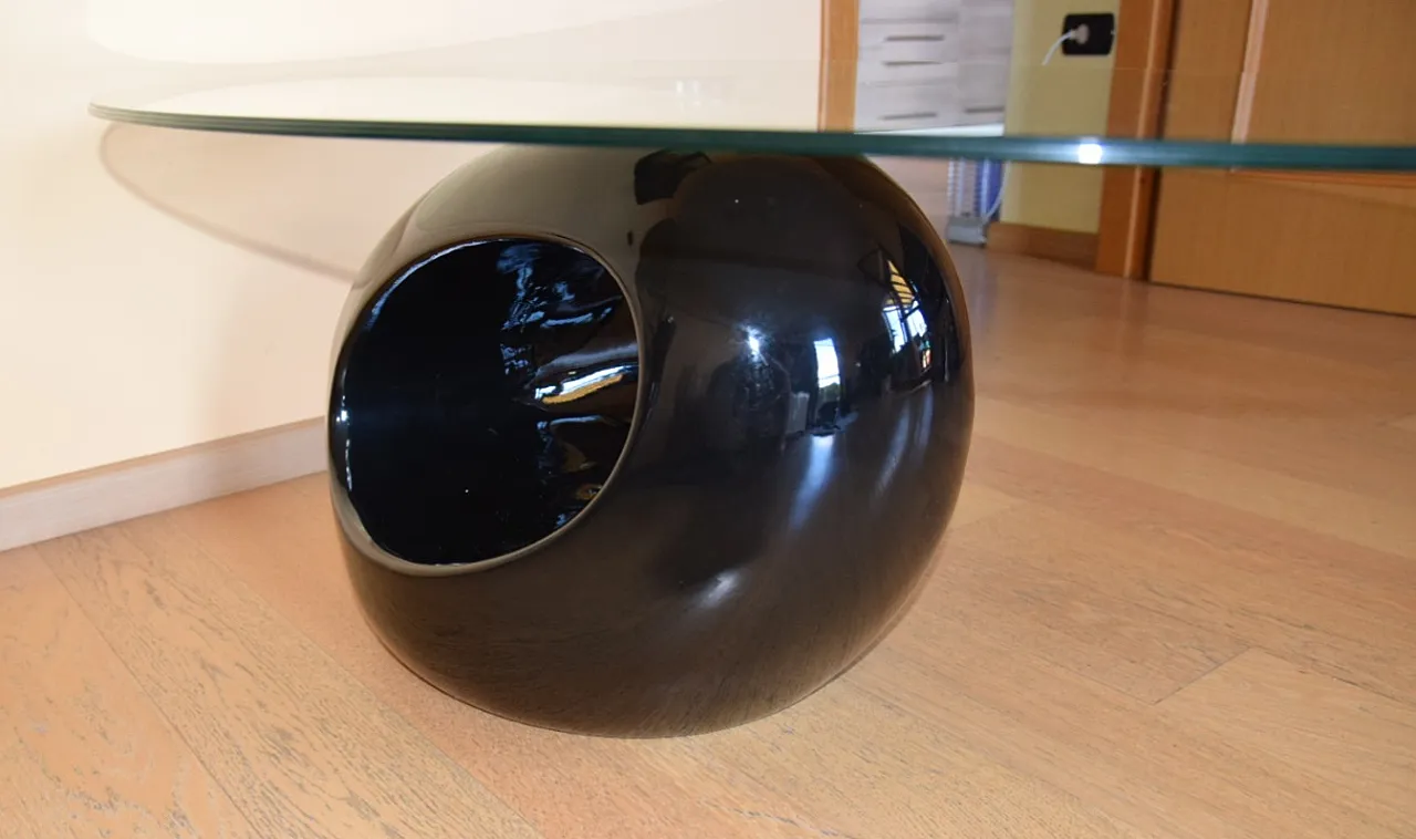 Tavolino moderno con vetro ovale, 2000s 8