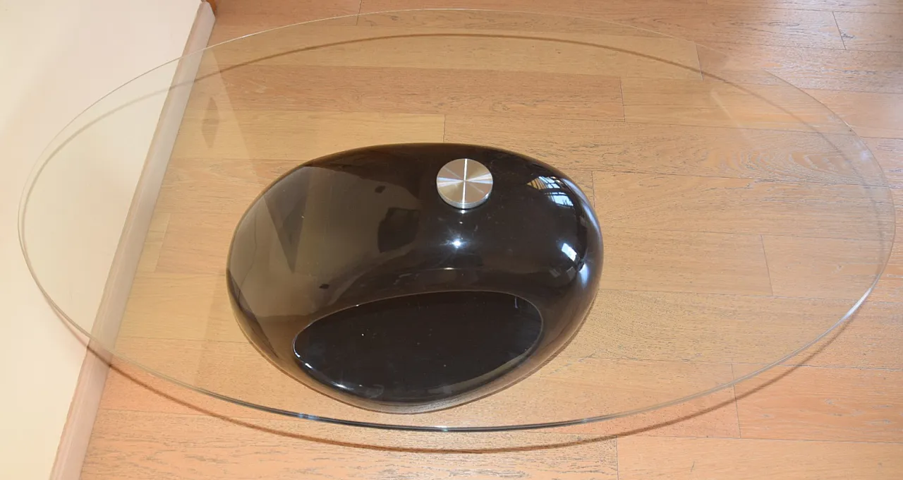 Tavolino moderno con vetro ovale, 2000s 16