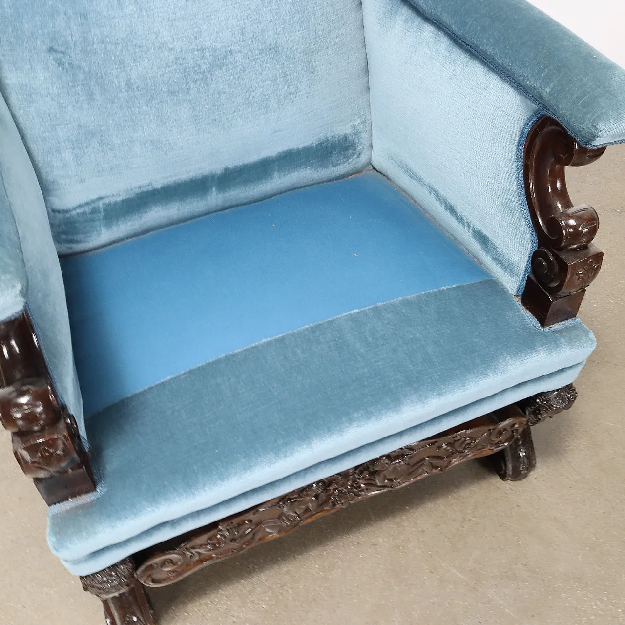 Coppia di poltrone in stile Neobarocco in noce, '800 9