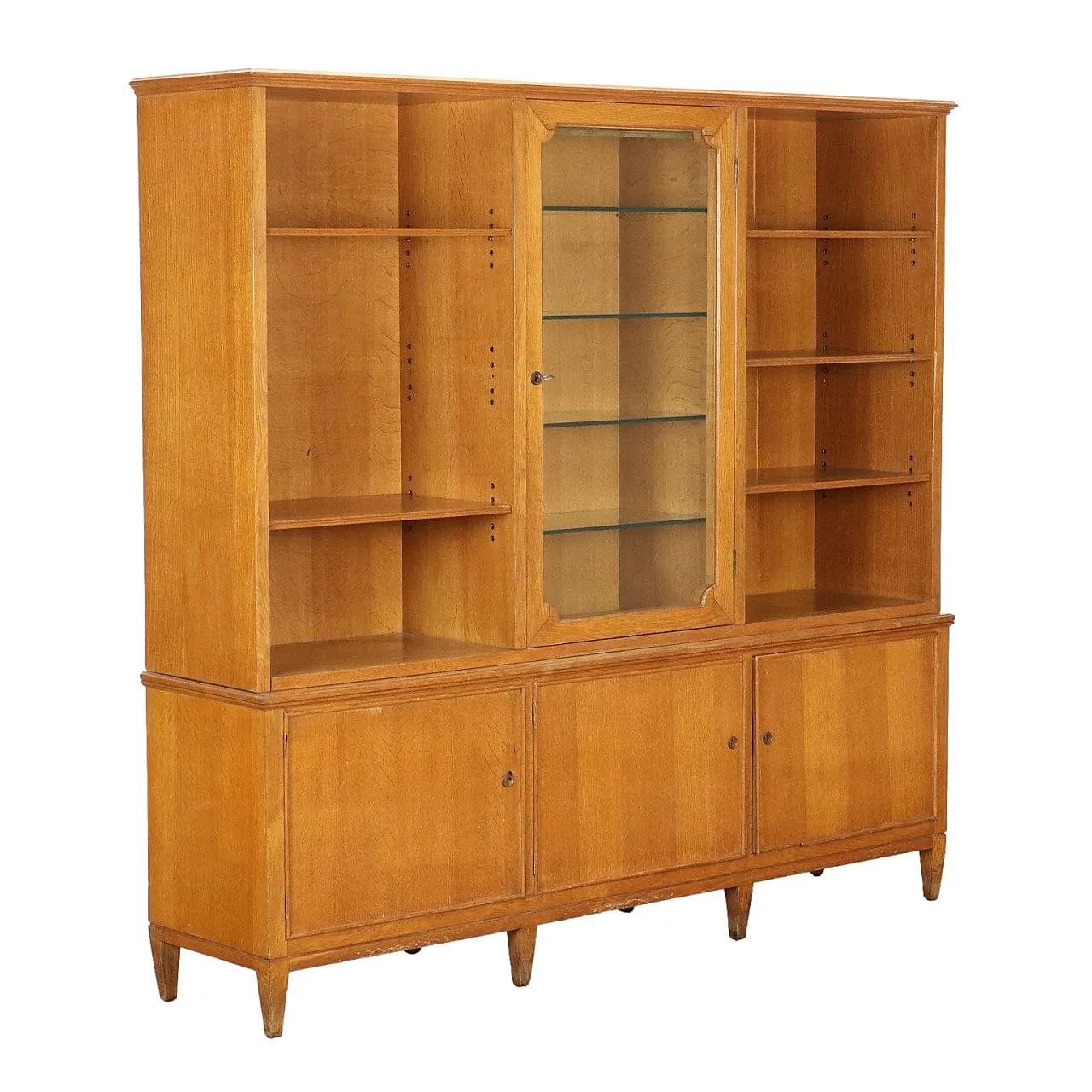 Sideboard bookshelf piece with window cabinet, 1950s 1