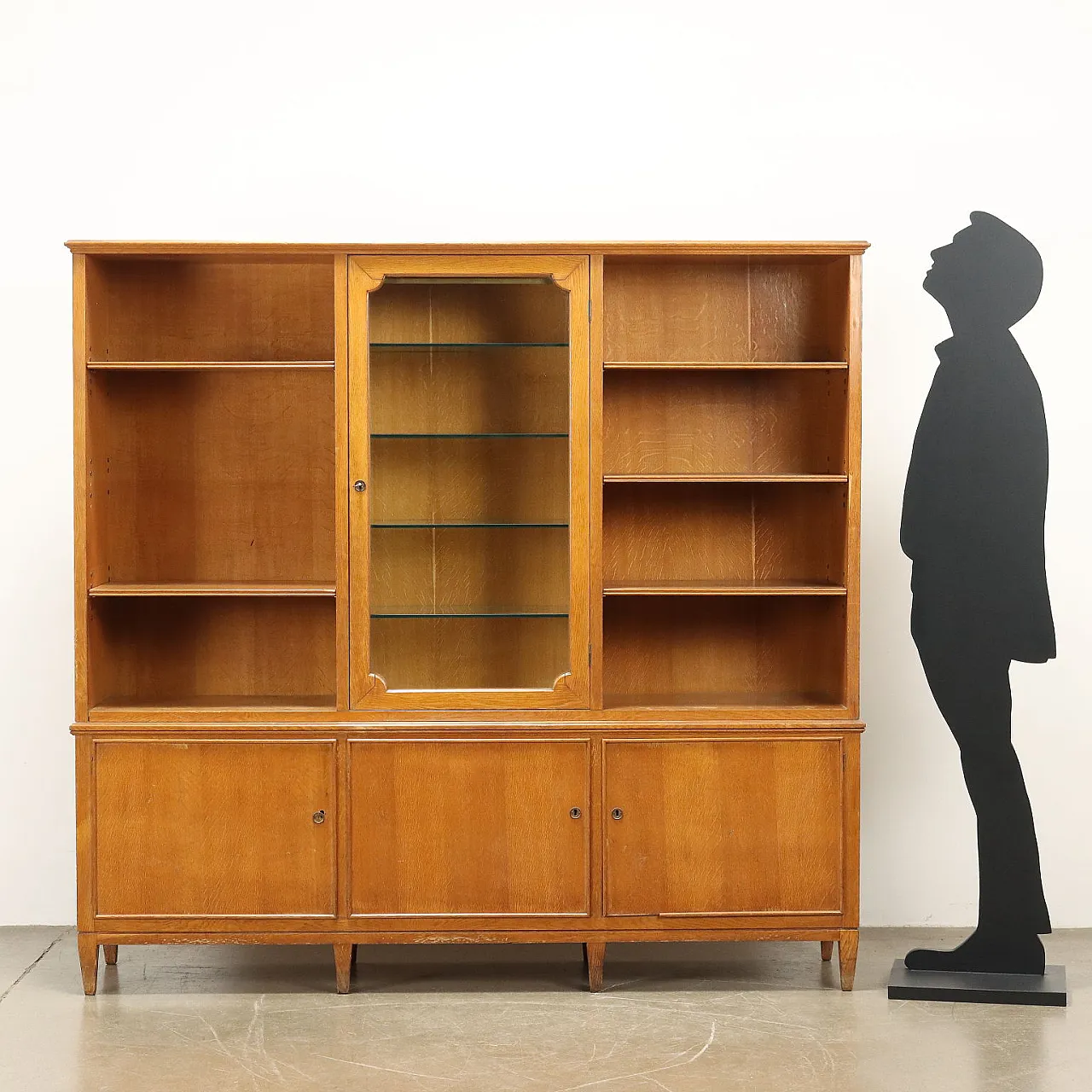 Sideboard bookshelf piece with window cabinet, 1950s 3