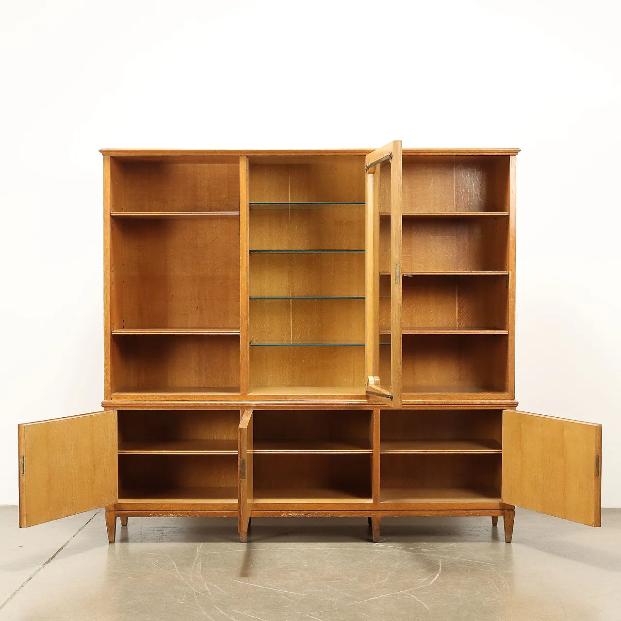 Sideboard bookshelf piece with window cabinet, 1950s 4