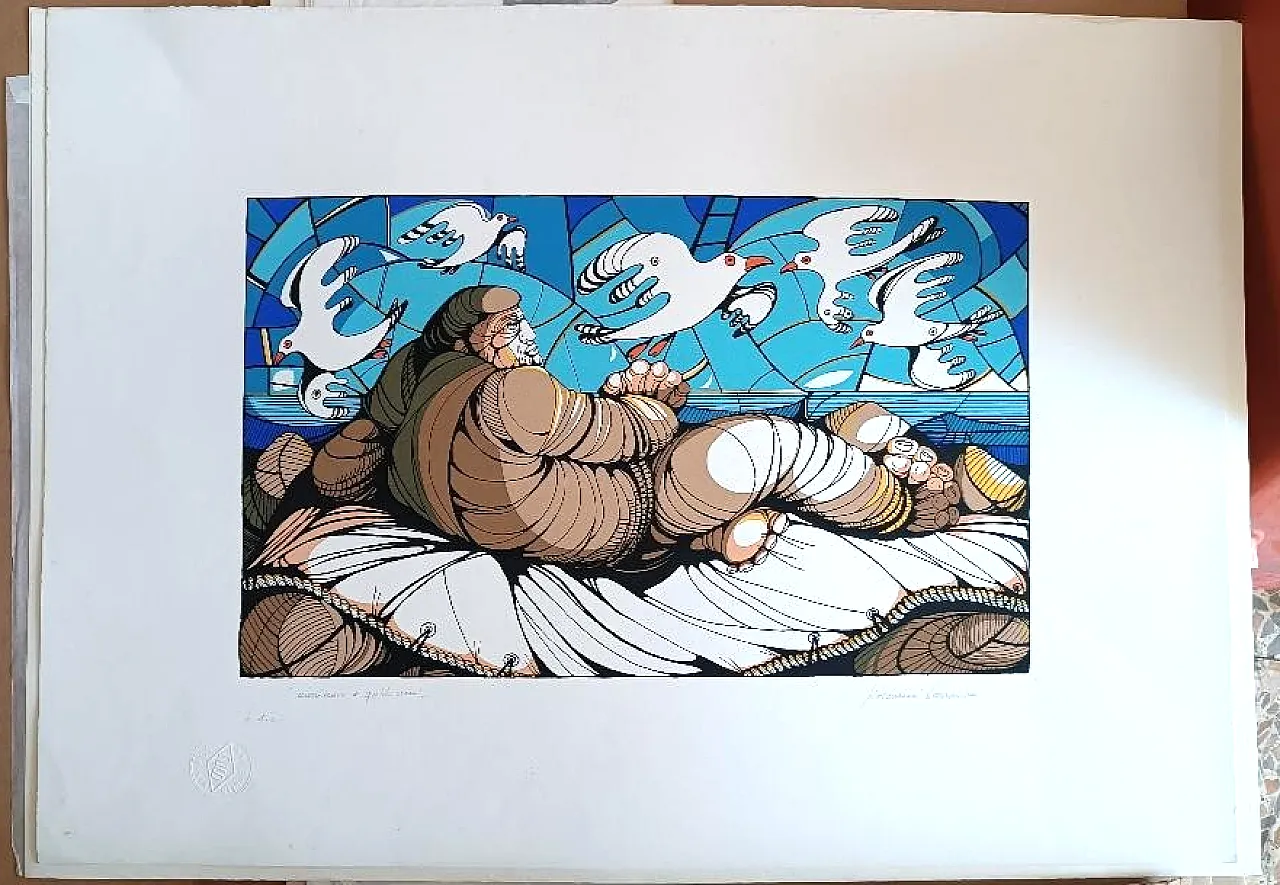 Serigrafia prova d'autore di Giovanni Lazzarini, fine '900 1