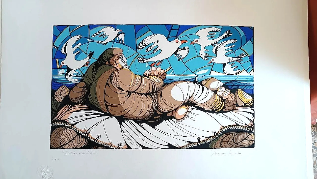 Serigrafia prova d'autore di Giovanni Lazzarini, fine '900 2