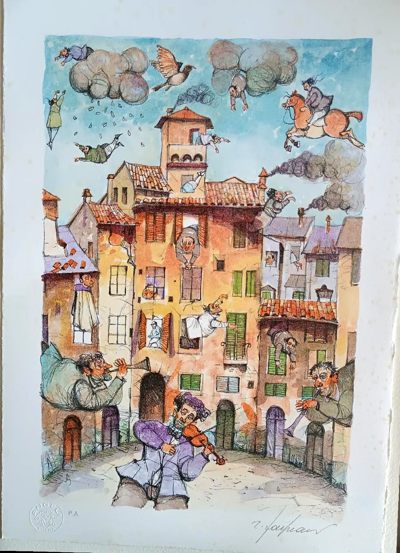 Litografia Prova d'autore di Roberto Fontirossi, anni '60 2