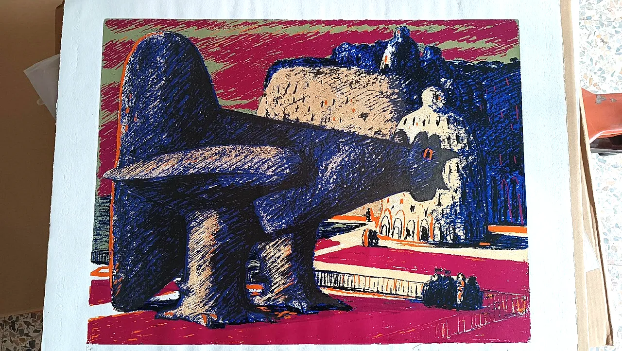 Prova d'autore di Salvatore Fiume, acquaforte a colori, '900 2