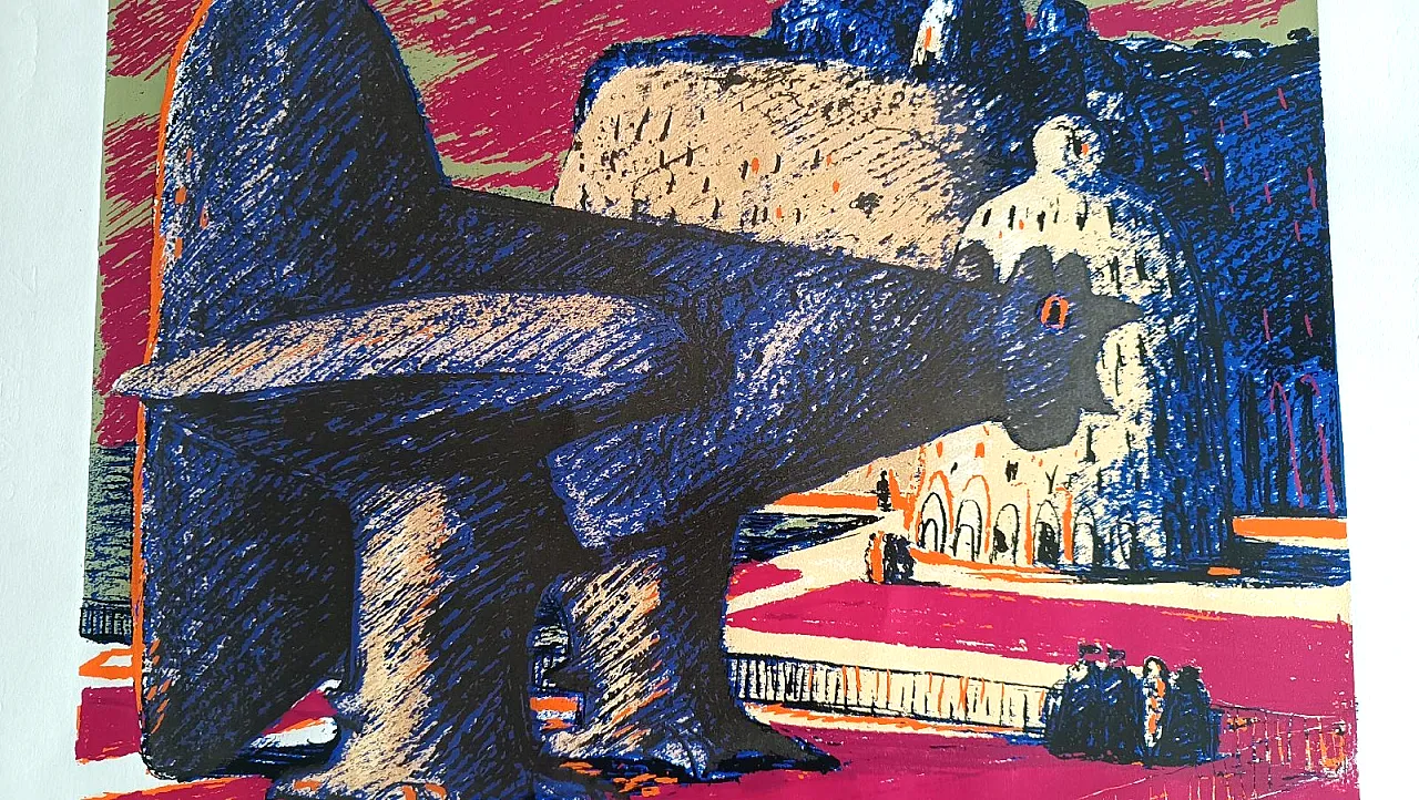 Prova d'autore di Salvatore Fiume, acquaforte a colori, '900 5